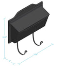 Wall Mount Luxury Mailbox in Rustproof Cast Aluminum Black Finish with a Slick Contemporary Look, dimensions 16.5" x 5" x 17".