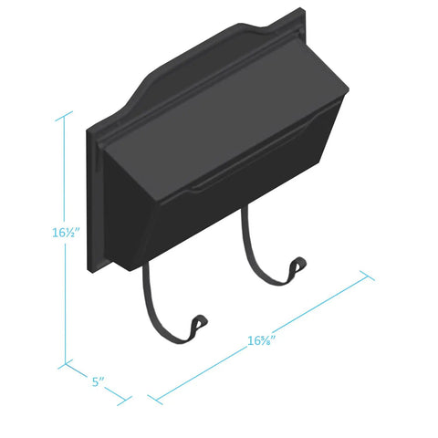 Wall Mount Luxury Mailbox in Rustproof Cast Aluminum Black Finish with a Slick Contemporary Look, dimensions 16.5" x 5" x 17".