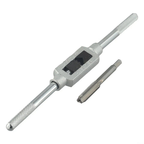 Bearing Steel Tap Wrench Kit With Reversible Ratchet Handle For Creating M3 Internal Threads In Aluminum Or Iron Plates, silver tap wrench and M3 tap