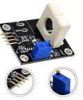 Top Shelf Hall Effect Current Sensor Module With Hella Accurate 100A, featuring blue potentiometer and output pins for electric motor use.
