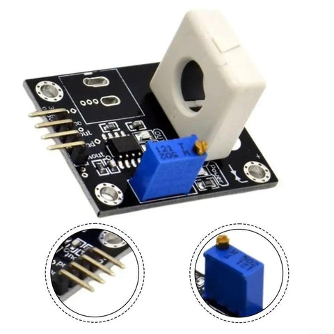 Top Shelf Hall Effect Current Sensor Module With Hella Accurate 100A, featuring blue potentiometer and output pins for electric motor use.