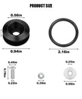 Hot Rod Bumper Quick Release Kit dimensions with aluminum fasteners, quick release tabs, rubber O rings, stainless screws in black finish.