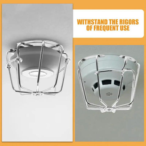 Fire Sprinkler Head Guard Protective Cover Cage Ceiling Impact Resistant Shield with metal cage on sprinkler, durable and functional.