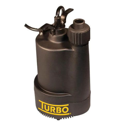 1/3HP Submersible Utility Pump With No Switch, 115V 60Hz Motor, Non Corrosive Noryl Construction, Front View
