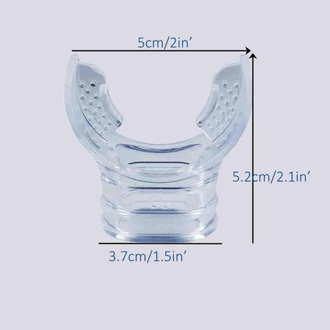 Six Pack Silicone Diving Mouthpieces In Clear With Tie Strap And Universal Caliber Fit For Most Breathing Tubes Food Grade