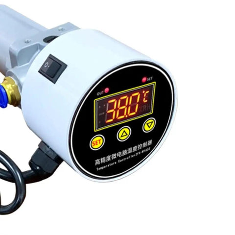 Close-up of PID temperature controller on a Heavy Duty Compressed Air Pipeline Heater displaying 38.0°C for precise heating.