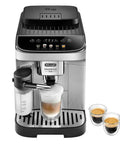 Automatic Espresso And Cappuccino Coffee Machine With Smooth Latte Crema System One Touch Brew Options Conical Burr Grinder And 13 Adjustable Settings For Killer Daily Sips In Sleek Chrome with milk frother and coffee cups