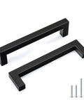30 Pack Black Square Bar Cabinet Pulls Drawer Handles Stainless Steel Hollow Construction Center To Center 5 Inch 128mm Overall Length 140mm