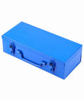 Huge 10 Piece Deep Impact Socket Set With 1 Inch Drive And Steel Construction Perfect For Gnarly Automotive Jobs Or Heavy Industrial Fixes Comes With Neat Blue Storage Box To Keep Tools Snug. blue metal storage case with latches