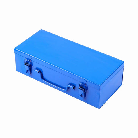 Huge 10 Piece Deep Impact Socket Set With 1 Inch Drive And Steel Construction Perfect For Gnarly Automotive Jobs Or Heavy Industrial Fixes Comes With Neat Blue Storage Box To Keep Tools Snug. blue metal storage case with latches