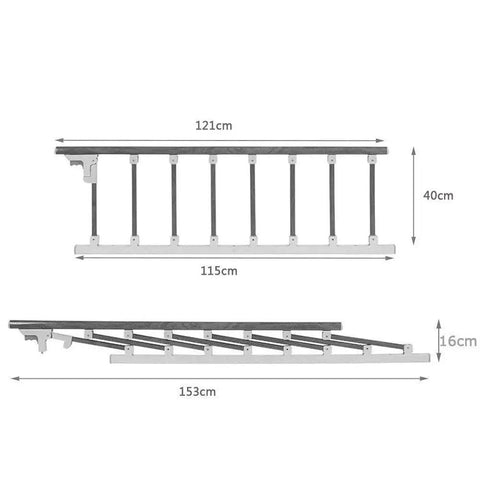 Dimensions of Swing Down Bed Rail For Seniors Guard Safety Bar Aluminum Alloy Foldable Bed Guard for hospital and home care.