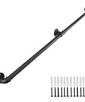 Solid As A Rock 5Ft Galvanized Steel Handrail For Indoor Outdoor Steps Built Tough With Rust Resistant Coating, wall mount with screws