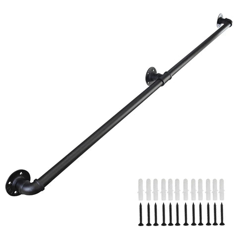Solid As A Rock 5Ft Galvanized Steel Handrail For Indoor Outdoor Steps Built Tough With Rust Resistant Coating, wall mount with screws