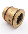Close-up of brass waterjet hydraulic cartridge with orange and black O-rings, No. 05130091