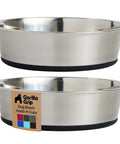 Stainless Steel Dog Bowls With Non Slip Rubber Base Built To Last Food Grade 304 Heavy Duty Each Holds Four Cups Or Thirty Two Fluid Ounces