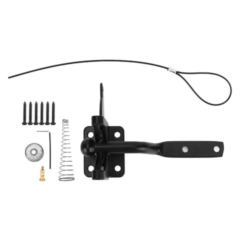 Aramox Carbon Steel Fence Latch with Spring Lock for gate, black latch with screws and installation parts, easy setup