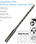 10 Pack 5/32 Inch SDS Plus Rotary Hammer Drill Bits Set, Carbide Tipped for masonry and concrete drilling, side view