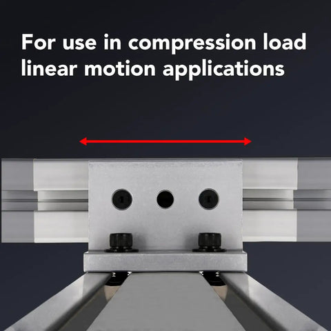 3 Mount Double Flange Short Aluminum Linear Bearing for 45mm Extrusion 45 Series shown in load compression setup
