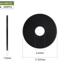 Tough As Nails 300 Pack M6 Flat Washers Made From Black Oxide 304 Stainless Steel With Precision 6.4Mm Inner Diameter And 11.57Mm Outer Diameter For Screws And Bolts Heavy Duty Hardware No Fluff, showing dimensions and profile.