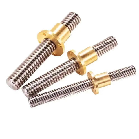 Beefy Heavy Duty T20 Leadscrew With 20mm Diameter Brass Nut Length From 100mm To 1000mm CNC And 3D Printing Ready Standard T20 Mount 8mm Lead 4 Start Smooth Precise Motion For DIY Machining, three threaded screws with brass nuts