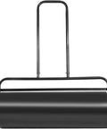 Front view of Beefed Up Workhorse Lawn Roller 13x24 Inch Water Or Sand Filled push and tow with ergonomic U-style handle in black
