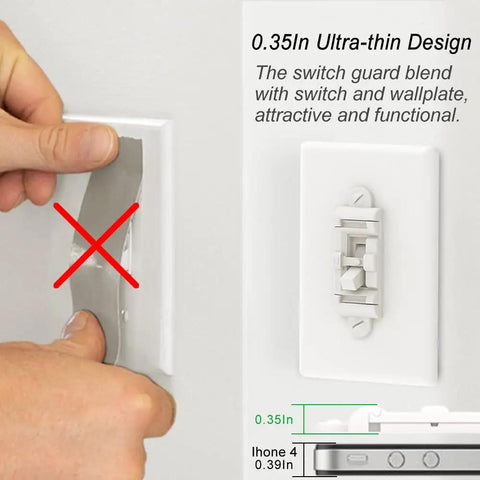 Installing ultra-thin light switch guard cover set of four kid proof switch plate lock to prevent accidental on and off.