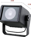 Badass 50W LED Flood Light, IP65 Waterproof Spot Searchlight With Remote Dimmer, shown from the side with measurements.