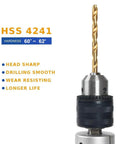 Five Piece Titanium Coated Drill Bit Set, Half Inch Diameter, HSS 4241 High Speed Steel, Titanium Coating For Durability