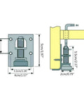 Diagram of Heavy Duty Metal Leveling Feet Set Of 4 For Tables And Benches, showing dimensions and adjustable parts for furniture leveling.