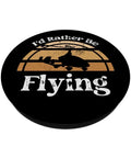 Gyrocopter Gyroplane Autogyro PopSockets PopGrip for Aviation Enthusiasts, round design with helicopter silhouette and 'I'd Rather Be Flying' text.