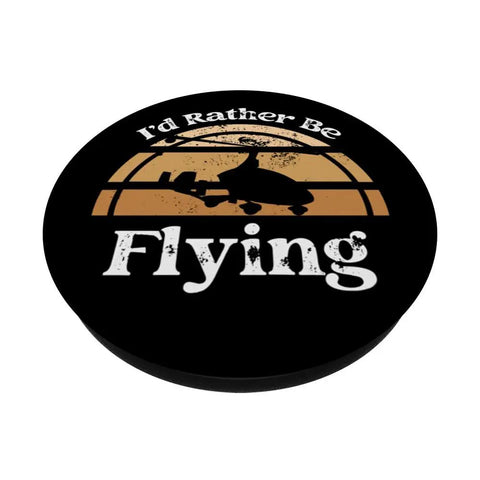 Gyrocopter Gyroplane Autogyro PopSockets PopGrip for Aviation Enthusiasts, round design with helicopter silhouette and 'I'd Rather Be Flying' text.