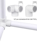 1/2 inch PVC connectors fitting 0.84 inch pipe, part of 42-Piece Half Inch PVC Pipe Fittings Elbow Set For Greenhouse Shed Tent DIY Projects