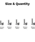 500Pcs 304 Stainless Steel Micro Screws Nuts Assortment Kit M1x2.5mm 3mm 4mm 5mm 6mm Phillips Pan Head Fully Threaded Pro Grade For Arduino RC Models Electronics DIY Projects size chart