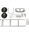 Built Tough Heavy Duty Aluminum Hand Truck With Smooth Rolling Rubber Wheels 500 Pound Max Capacity Furniture Moving Helper Dolly Plus Expanded Platform Carry Setup, components laid out on a white background.