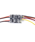 Top view of Bidirectional 5A Brushed ESC For RC Model Boats And Tanks, showing wiring and compact design with heat dissipation features.