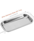 Straight Up Stainless Steel Lab Tray For Medical Gear And Surgical Tools Built Like A Tank With Rust Proof Coating and Safe Rolled Edges 22.5 x 11.5 cm.