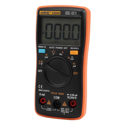 True RMS Digital Multimeter for Auto and Home Use, AC and DC Voltage, Current, Resistance, and Diode Testing with 4-Digit Display