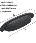 Dimensions of 10 Pack 3 Inch Hole Center Black Iron Cup Drawer Pulls For Cabinets And Dressers, Rustic Antique Black Cup Handles