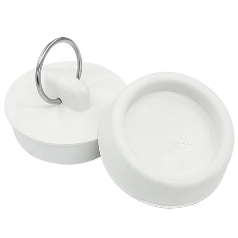 Heavy Duty Rubber Bathtub Drain Stopper And Sink Plug 1 Half Inch Tub Drain Cover in white elastomer design with ring.