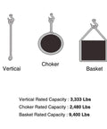 Two Pack 6 Ft By 2 In Lifting Straps With Flat Loops Heavy Duty Nylon Web 9400 Lbs Basket Rated Capacity And 3333 Lbs Vertical 2 Ply Polyester