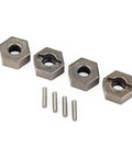 Beefy 12Mm Steel Wheel Hex Hubs Set Of Four For RC Cars Heavy Duty Upgrade Components in gray finish with 6mm axles shown
