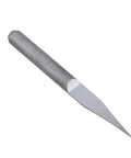 Heavy Duty 1/8 Inch Shank Ten Degree Carbide Cnc Router Bits With Zero Point One Millimeter Precision Tips For Acrylic Mdf Pcb And Two Color Boards Built Tough Runs Slick Makes Cutting A Breeze Pack Of Ten, showing a single carbide router bit.