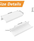 Size dimensions of White Mini Finger Edge Pulls 8 Pack Concealed Drawer Handles Slick Modern Right Angle Aluminum Alloy
