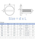 Get These Super Solid 5 Pcs Stainless Steel Slotted Round Head Machine Screws For Your Home DIY Projects And Hardware Repairs With Easy Install M2 And M2.5 Sizes In Silvery Finish size chart detailing measurements in mm.