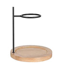 Premium Metal Pour Over Coffee Stand Portable Drip Rack Real Deal Handheld Brew Holder with wooden base for coffee brewing.