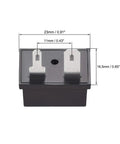 2 Way Spring Speaker Terminal Clip Push Release Connector 2 Positions With Rock Solid Spring Load Red Black Color Coding Fits AWG 24-16 Speaker Wire Board Strip Terminal Blocks Pack Of 10 with dimensions.