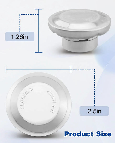 Gas fuel cap for Kawasaki Mule by ANODZU; metal, 2.5 in diameter, 1.26 in tall.