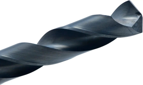 Close-up of a drill bit from Beefy Heavy Duty Jobber Length Drill Set 29 Piece With 135 Degree P3 Split Point Self Centering For Reduced Thrust