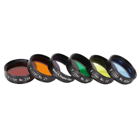 1.25 Inch Telescope Eyepiece Filter Kit With Storage Case, 6 Color Filters For Lunar And Planetary Viewing, Red Orange Green Blue