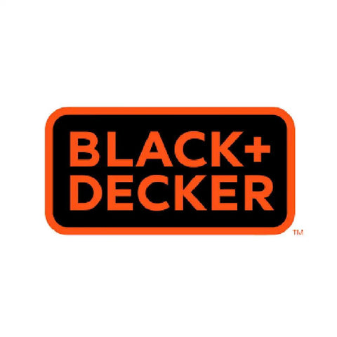 Black+Decker logo with orange text on black background